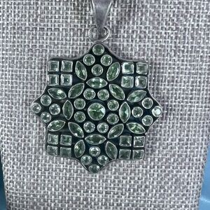 Vintage Peridote Gemstone Pendant Sterling